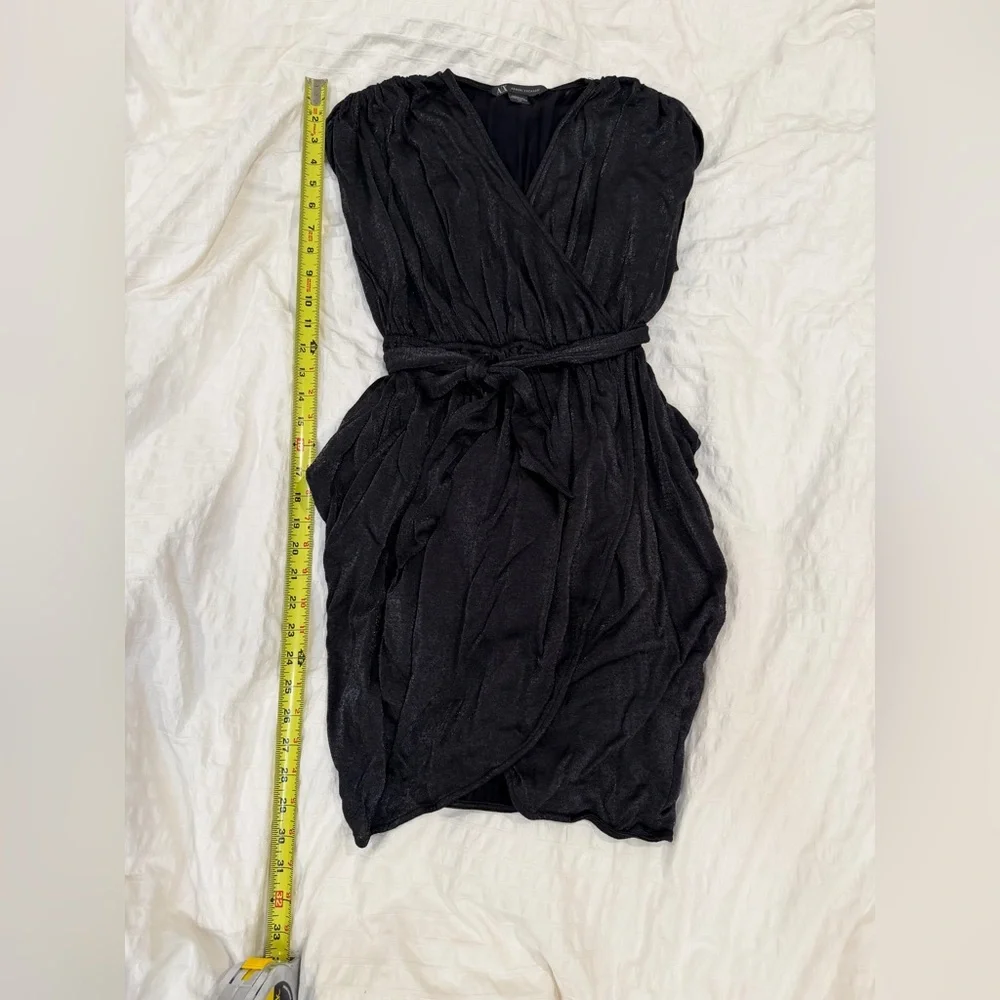 Armani Exchange Black Metallic Draped Mini Cocktail Dress/ Size small petite - Picture 4 of 5